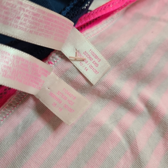 Y2K VS PINK 2pk Cotton Lace Extra Low Rise Hipster Panties Size Lg Pink Blue - Picture 6 of 7